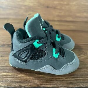 Jordan 4 Retro TD ‘Green Glow’ Crib Shoes Size 3C Sneakers